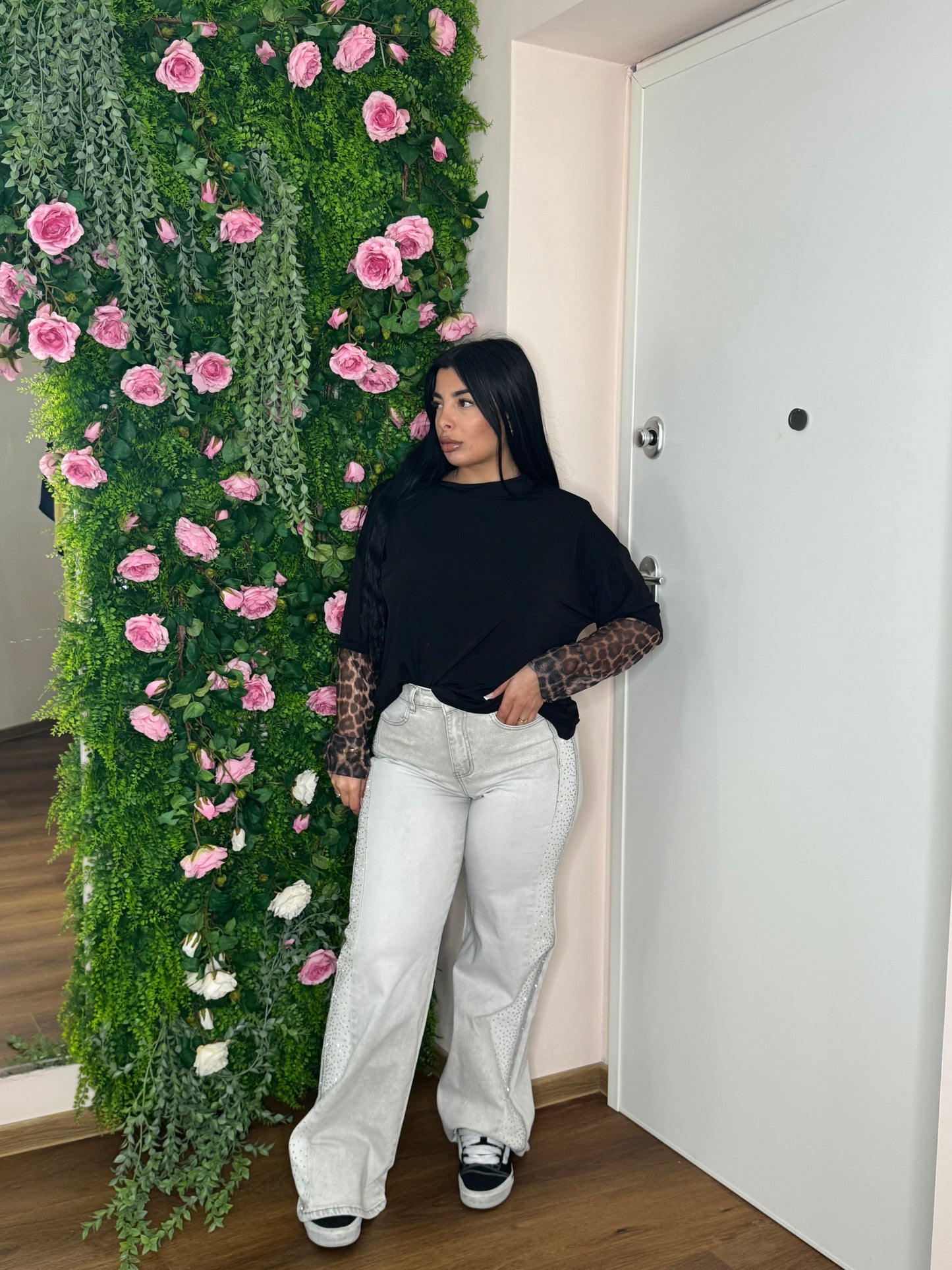 Jeans white strass