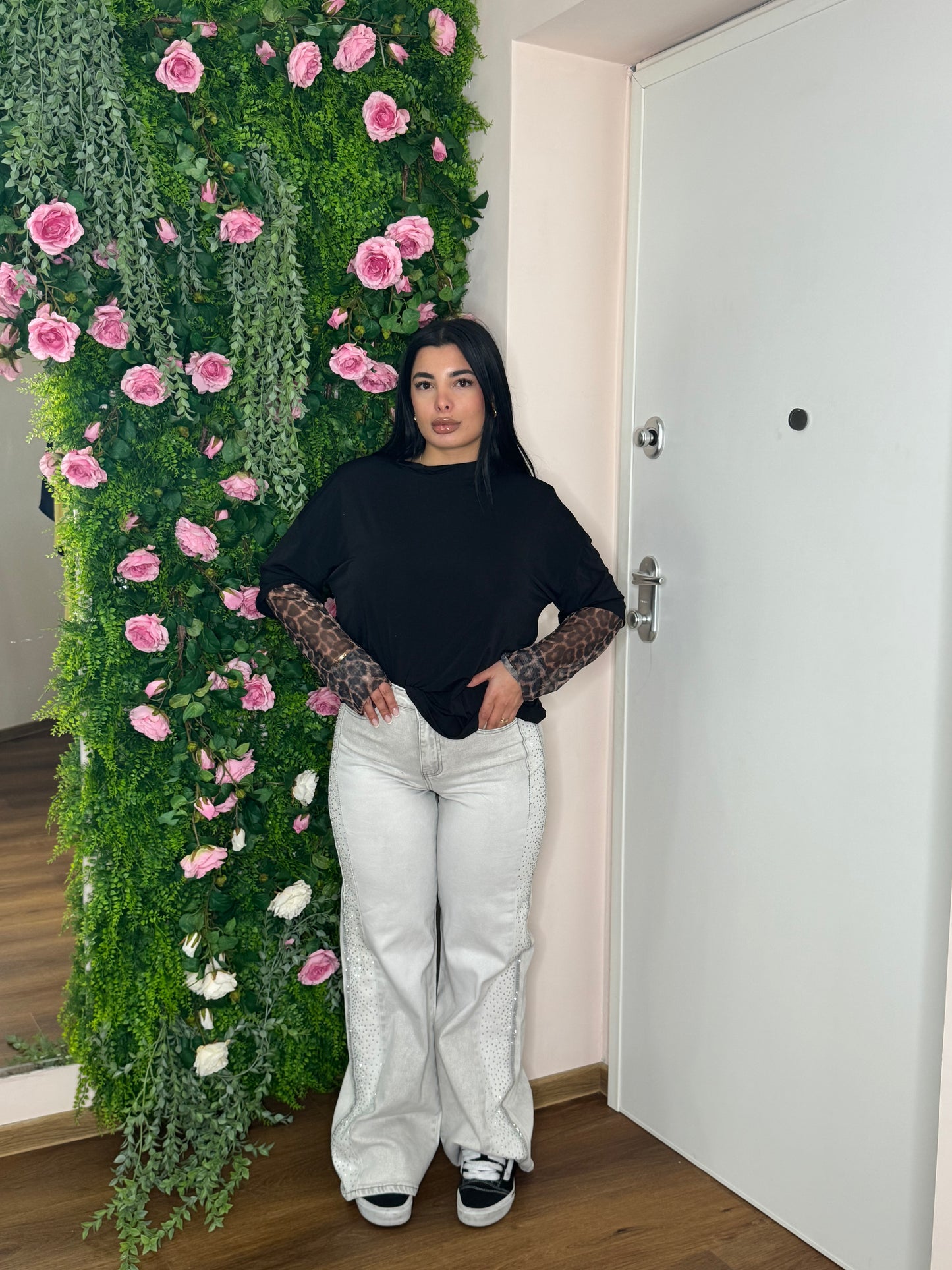 Jeans white strass