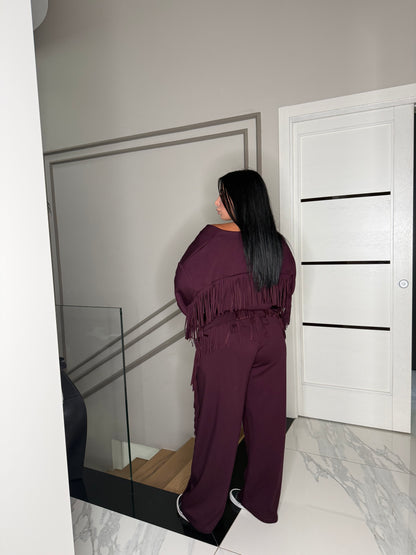 Pantalone frange lumina prugna