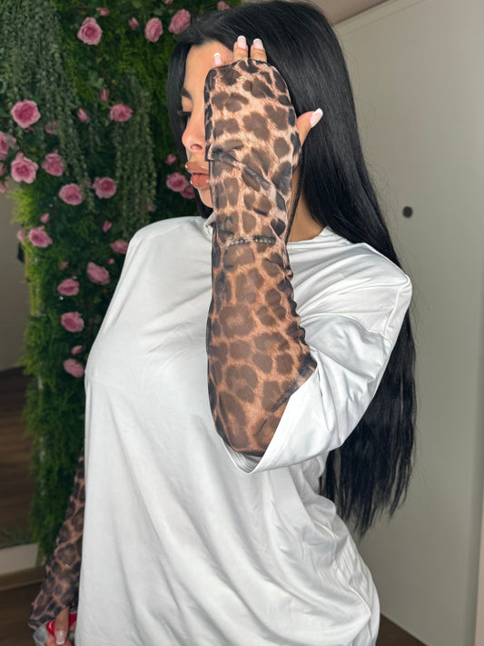 T-shirt manica leopard ( 2 colori