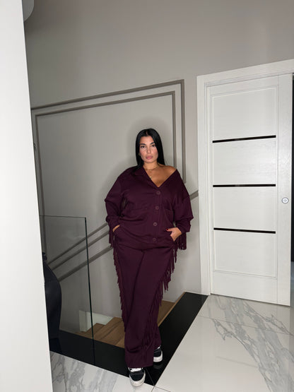 Pantalone frange lumina prugna