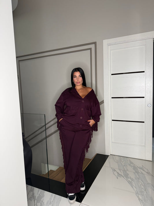 Pantalone frange lumina prugna